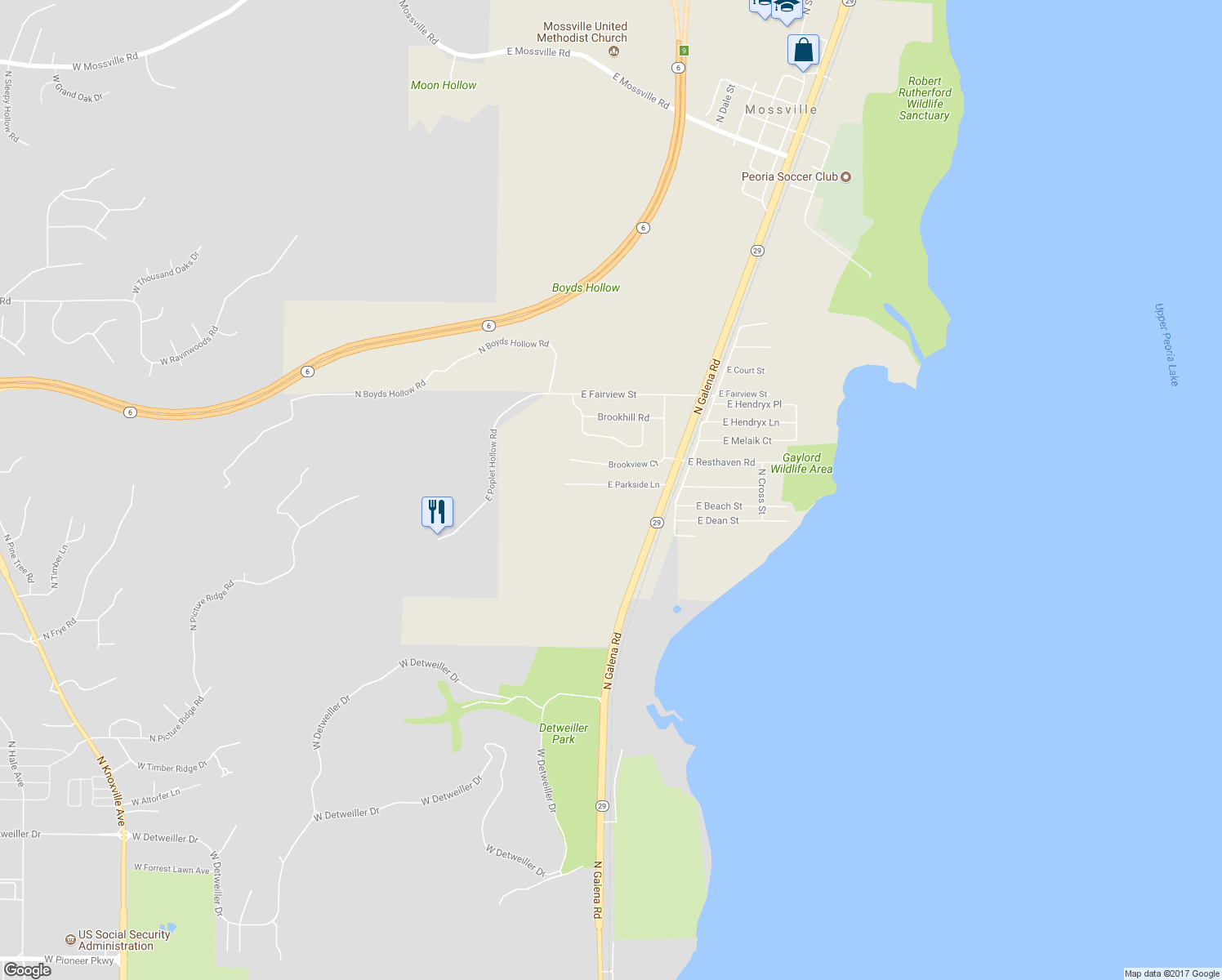 map of restaurants, bars, coffee shops, grocery stores, and more near 1028 East Parkside Lane in Peoria