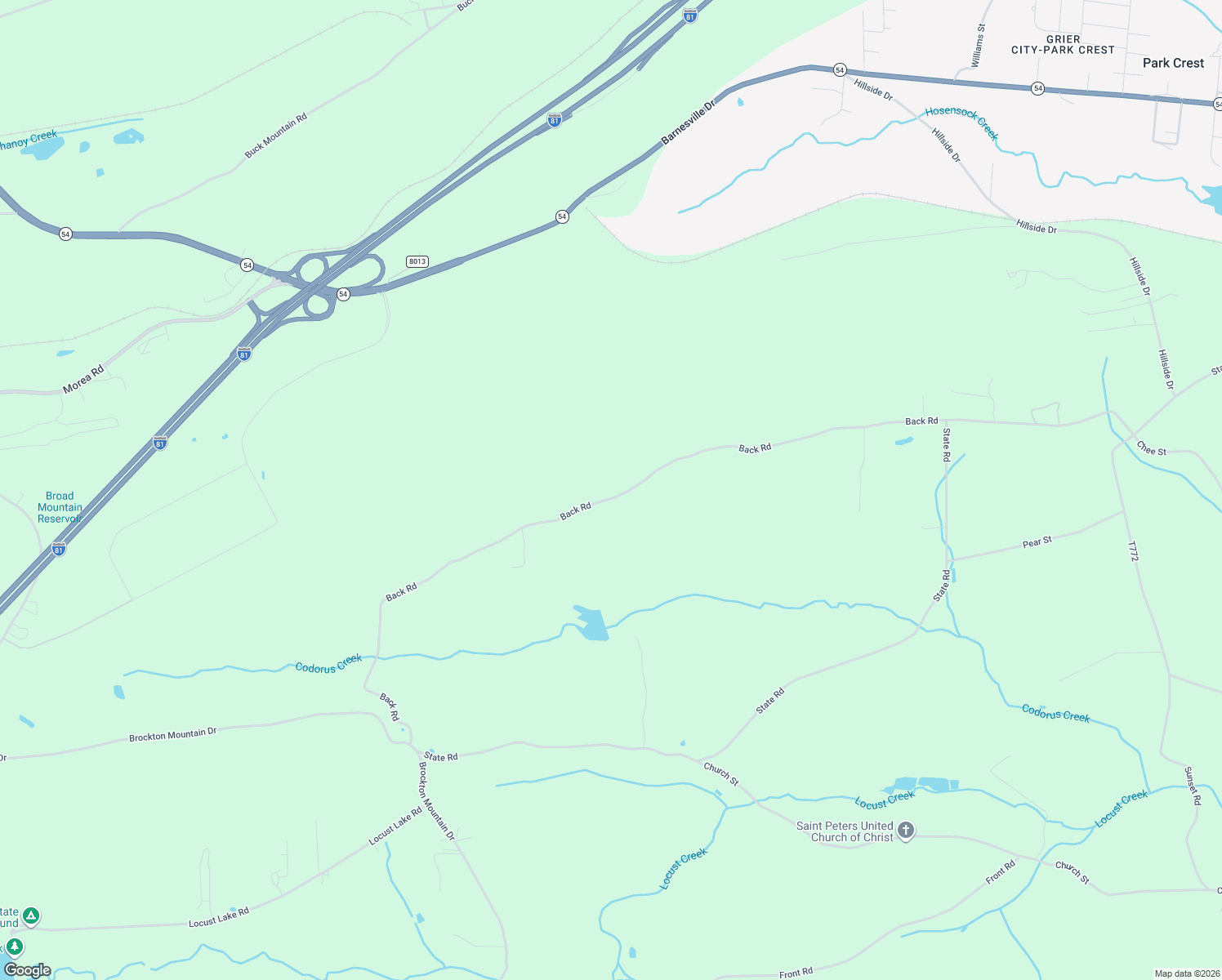 map of restaurants, bars, coffee shops, grocery stores, and more near 243 Back Road in Schuylkill County