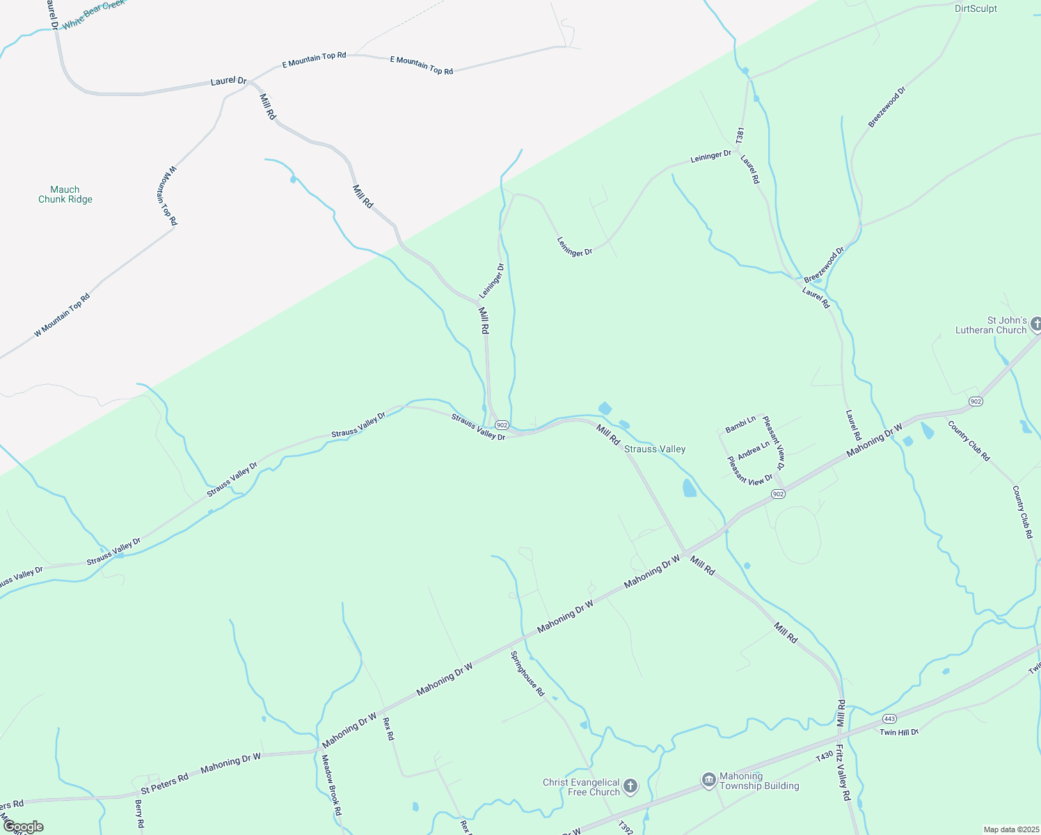 map of restaurants, bars, coffee shops, grocery stores, and more near 1572 Mill Road in Lehighton