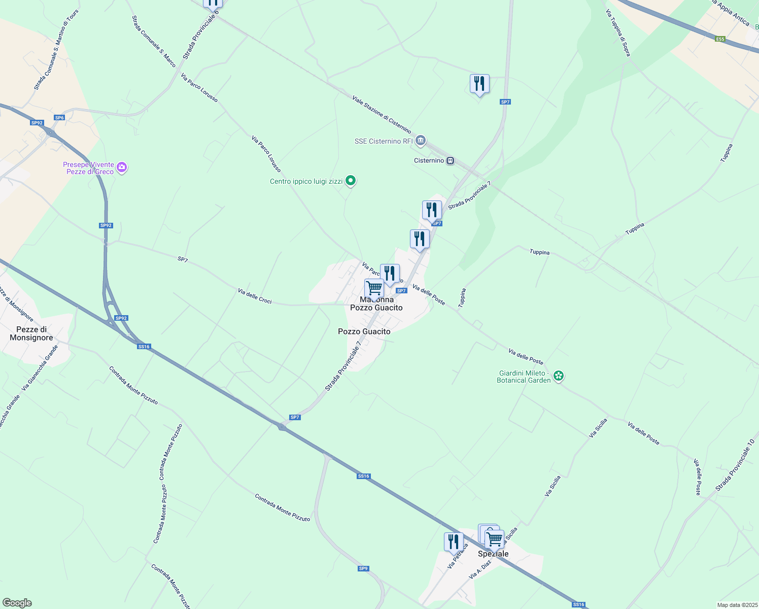 map of restaurants, bars, coffee shops, grocery stores, and more near 11 Via delle Croci in Madonna Pozzo Guacito