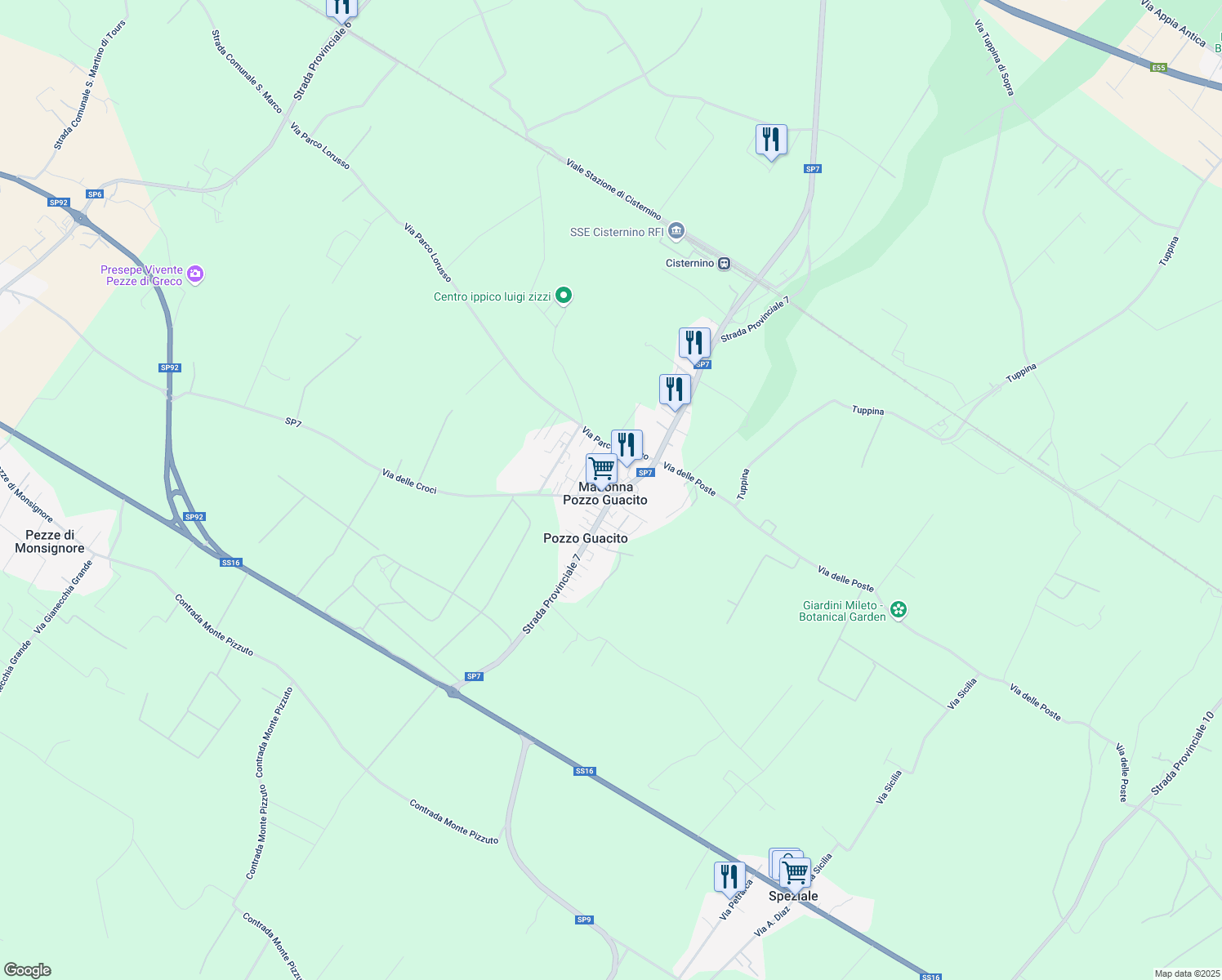 map of restaurants, bars, coffee shops, grocery stores, and more near 11 Via delle Croci in Madonna Pozzo Guacito