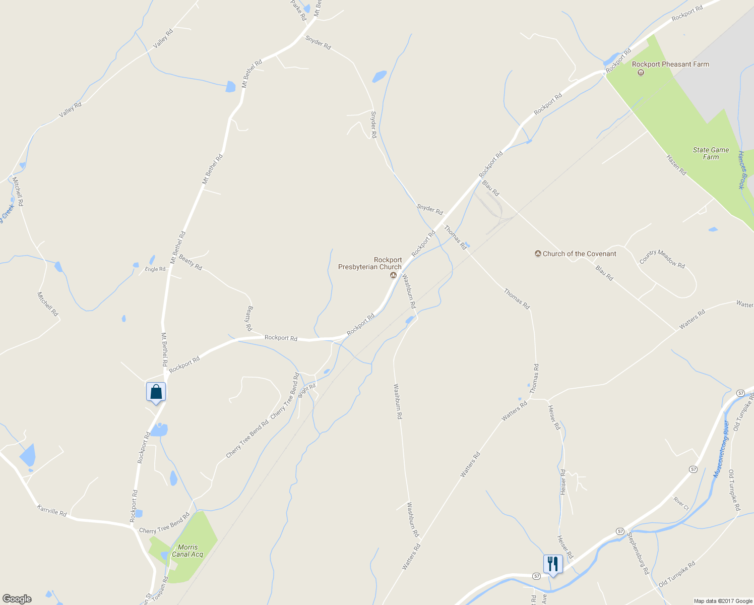 map of restaurants, bars, coffee shops, grocery stores, and more near 363 Rockport Road in Port Murray