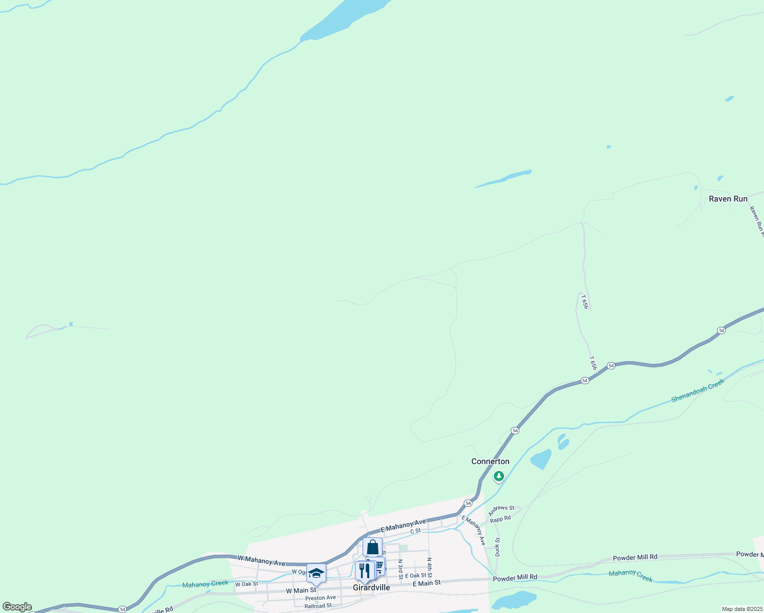 map of restaurants, bars, coffee shops, grocery stores, and more near in Girardville