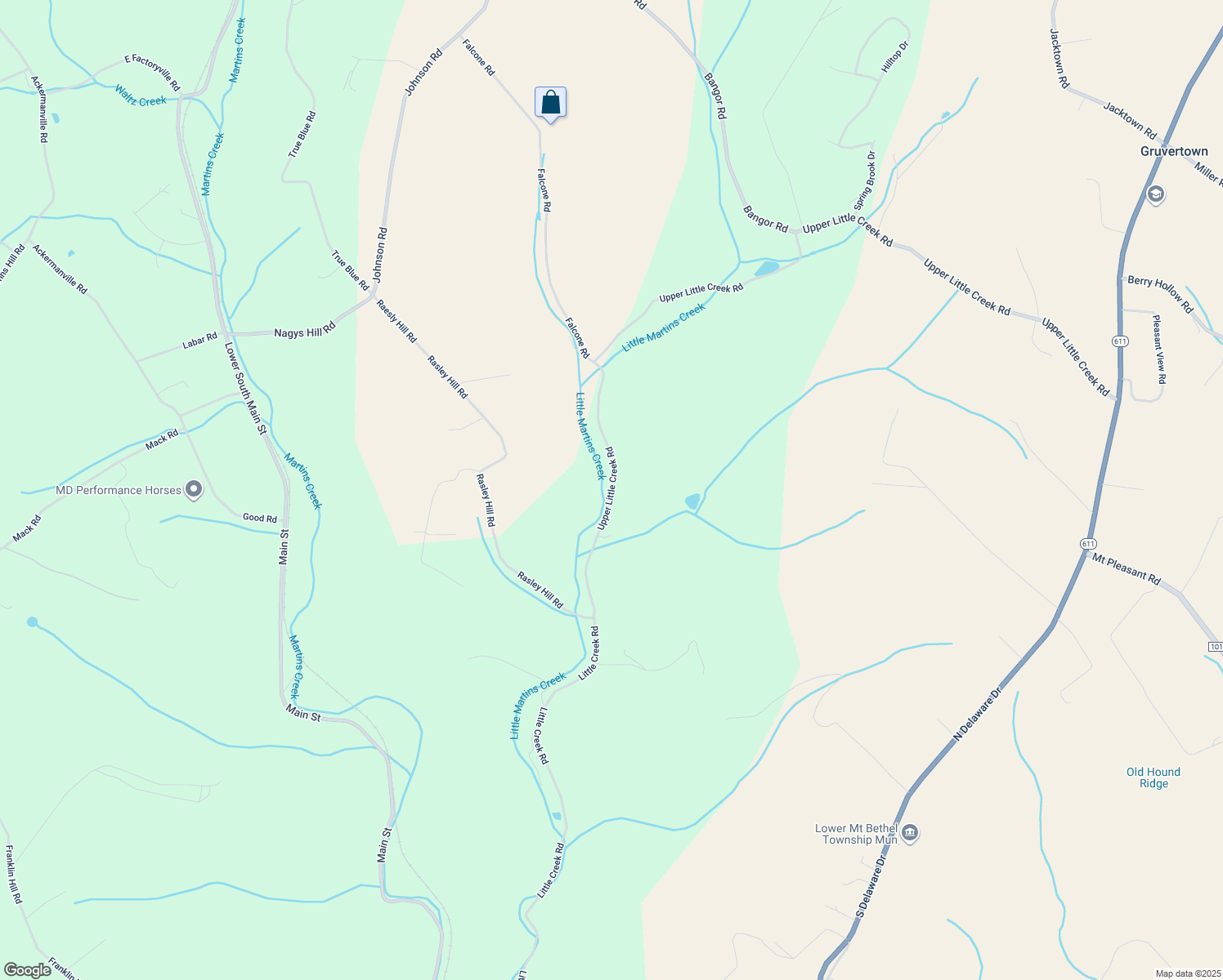 map of restaurants, bars, coffee shops, grocery stores, and more near Little Creek Road in Northampton County