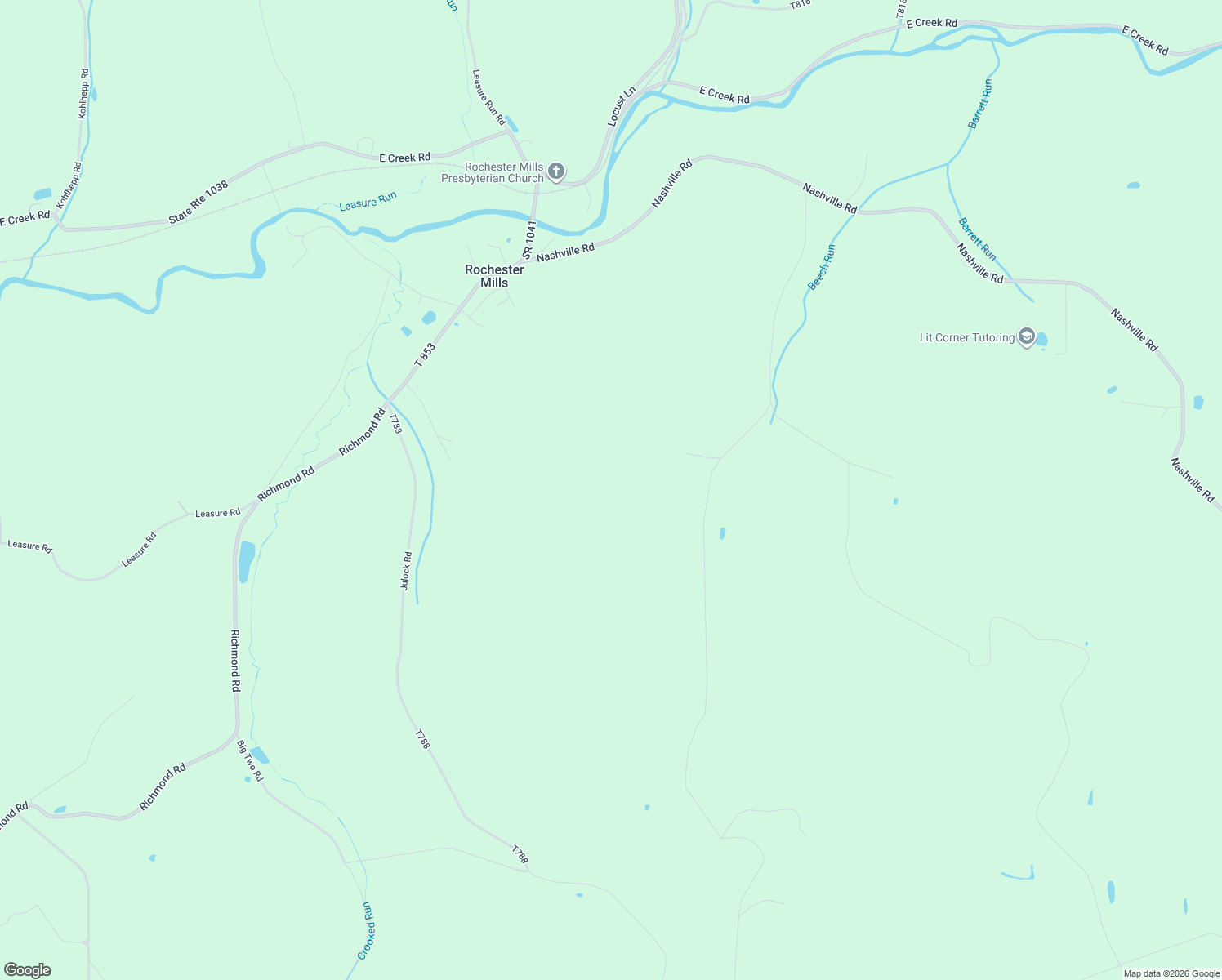 map of restaurants, bars, coffee shops, grocery stores, and more near Braughler Road in Rochester Mills