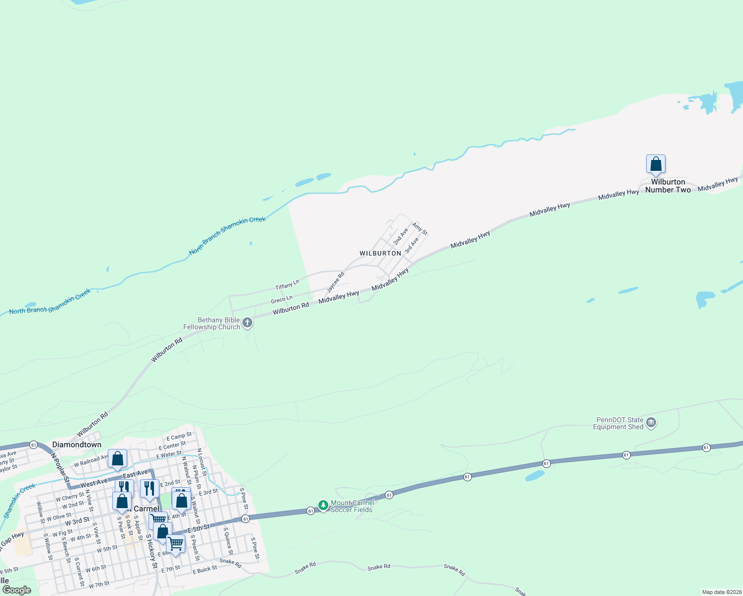 map of restaurants, bars, coffee shops, grocery stores, and more near Sherwood Rd in Wilburton Number One