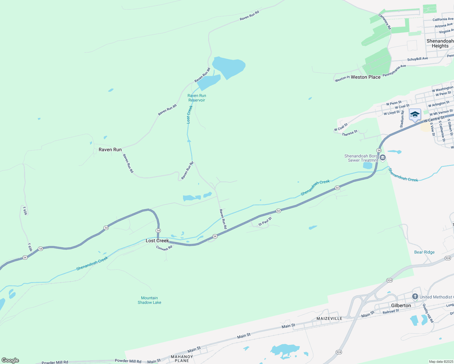 map of restaurants, bars, coffee shops, grocery stores, and more near Lost Creek Road in Schuylkill County