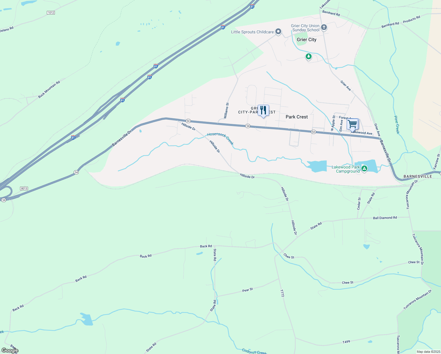 map of restaurants, bars, coffee shops, grocery stores, and more near 56 Old Team Road in Schuylkill County