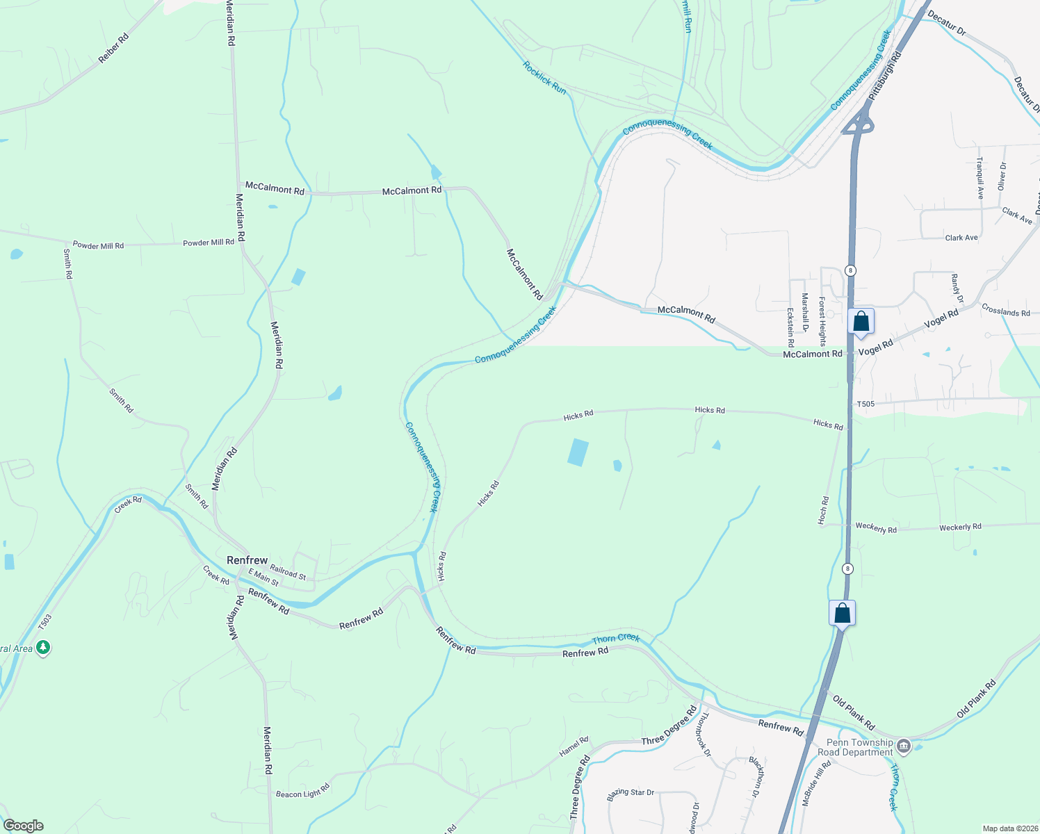 map of restaurants, bars, coffee shops, grocery stores, and more near 189 Hicks Road in Renfrew