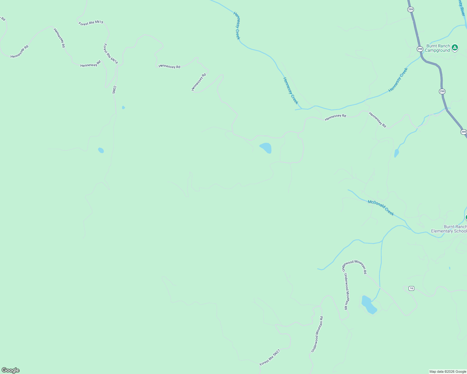 map of restaurants, bars, coffee shops, grocery stores, and more near Hennessey View in Burnt Ranch