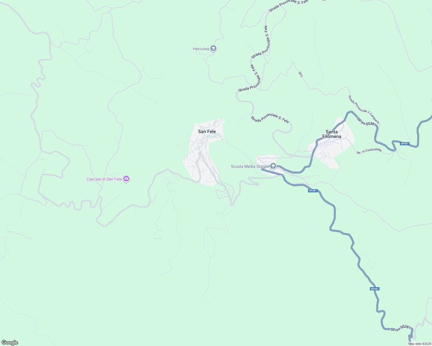 map of restaurants, bars, coffee shops, grocery stores, and more near 54A Via Dante Alighieri in San Fele