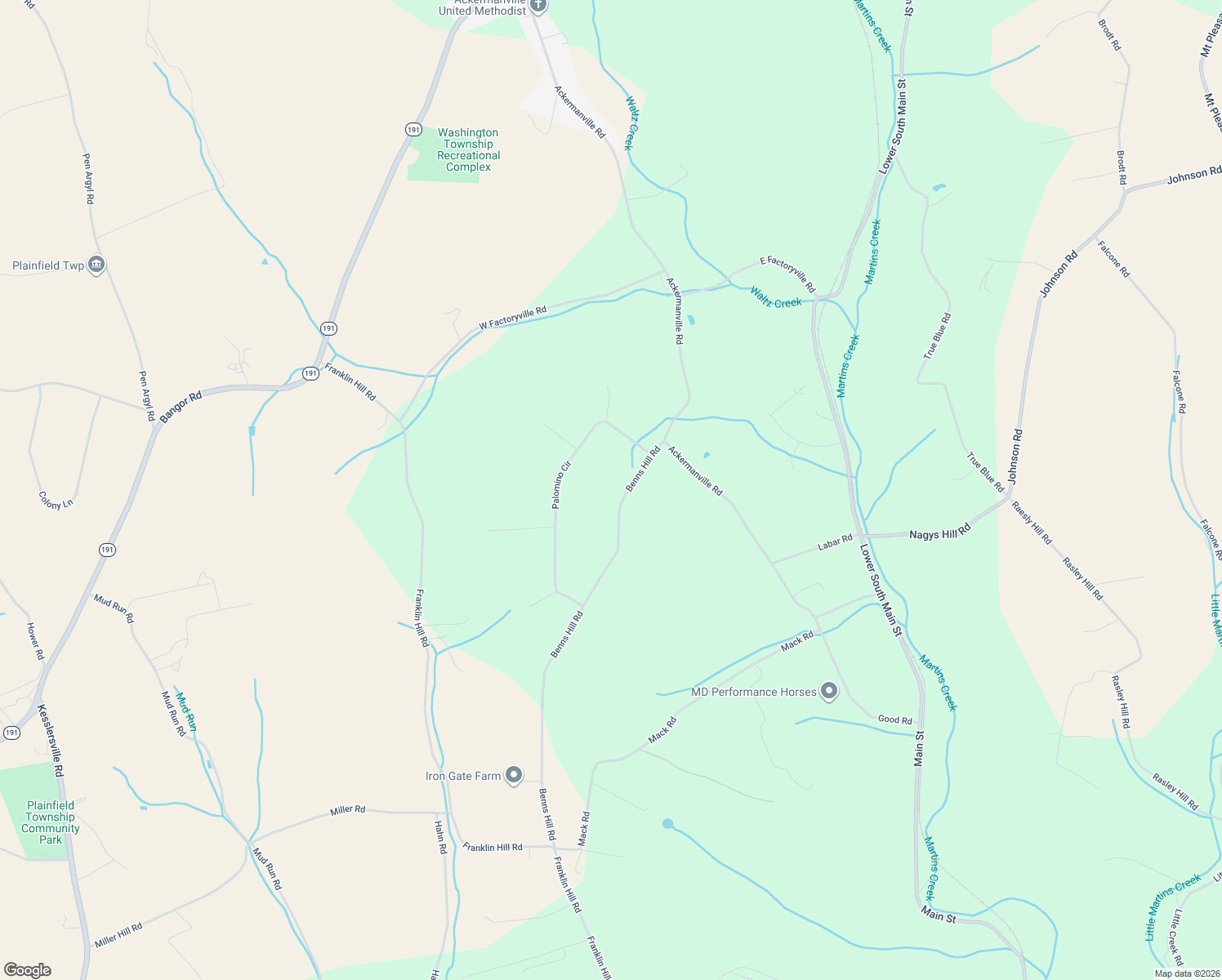 map of restaurants, bars, coffee shops, grocery stores, and more near 83 Benns Hill Road in Bangor