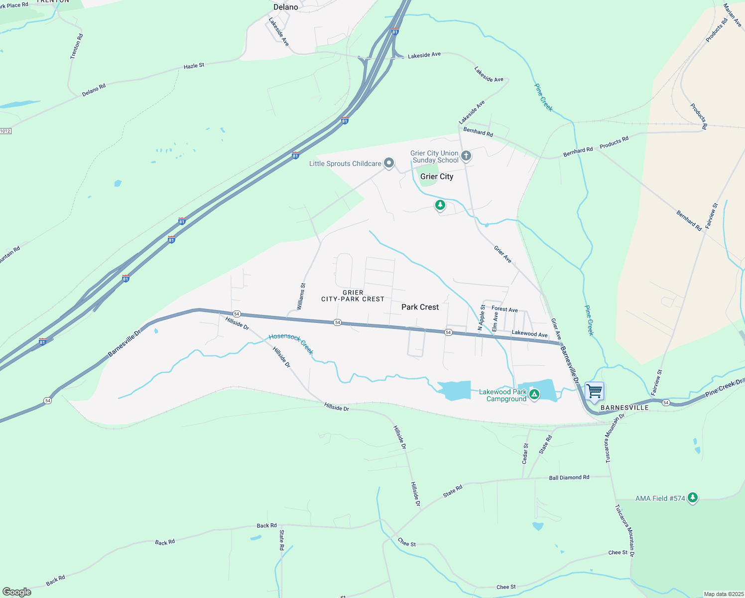 map of restaurants, bars, coffee shops, grocery stores, and more near 8 Will Avenue in Barnesville
