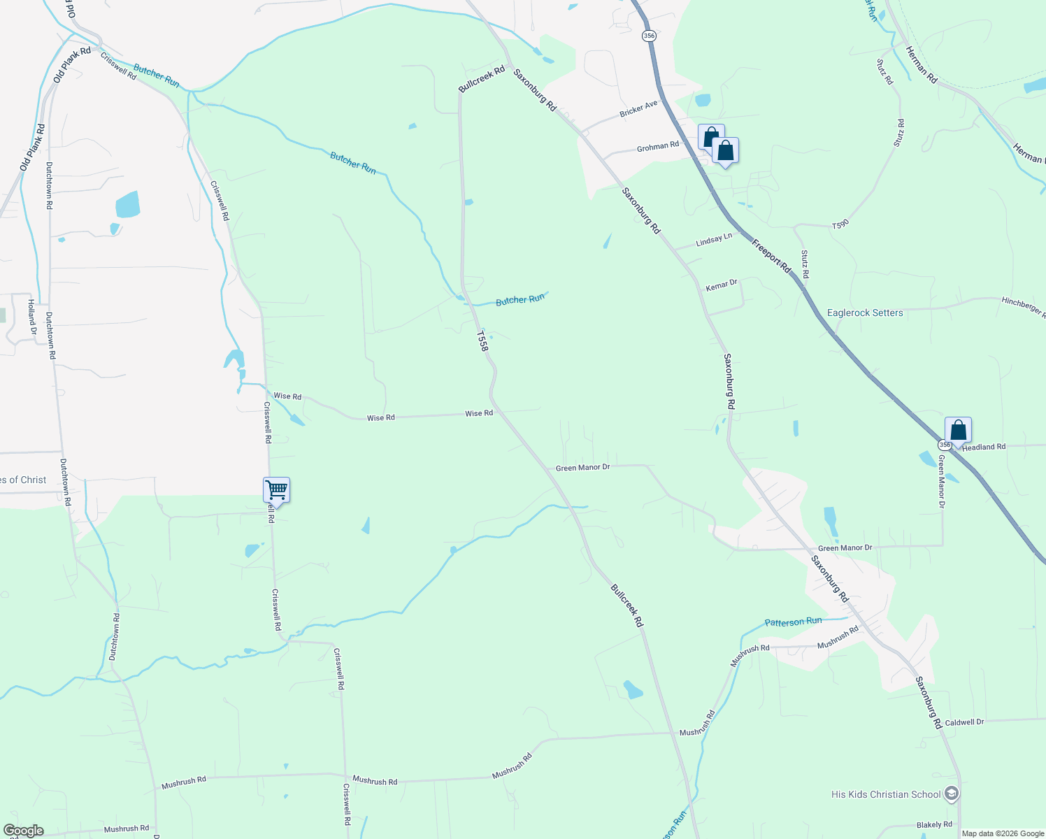 map of restaurants, bars, coffee shops, grocery stores, and more near 757 Bullcreek Road in Butler