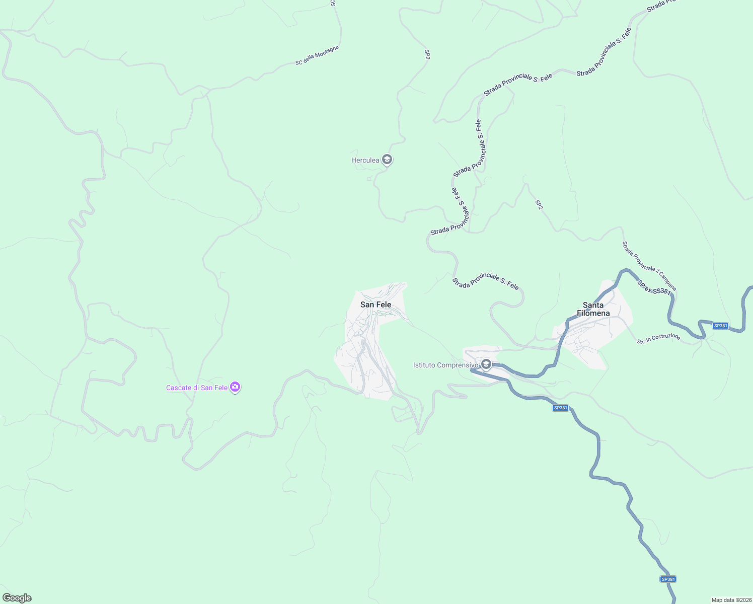 map of restaurants, bars, coffee shops, grocery stores, and more near Via Giuseppe Mazzini in San Fele