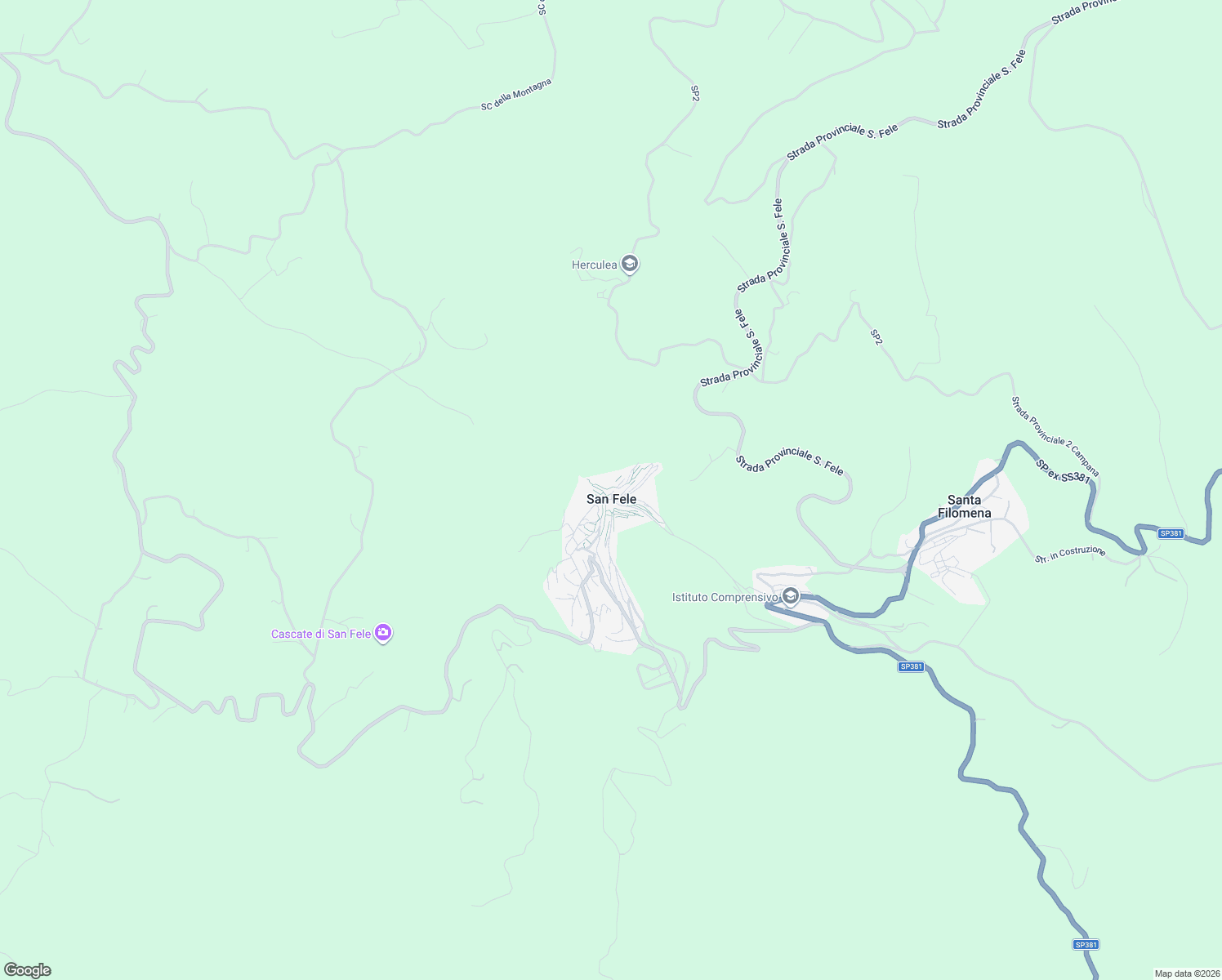 map of restaurants, bars, coffee shops, grocery stores, and more near Via Giuseppe Mazzini in San Fele