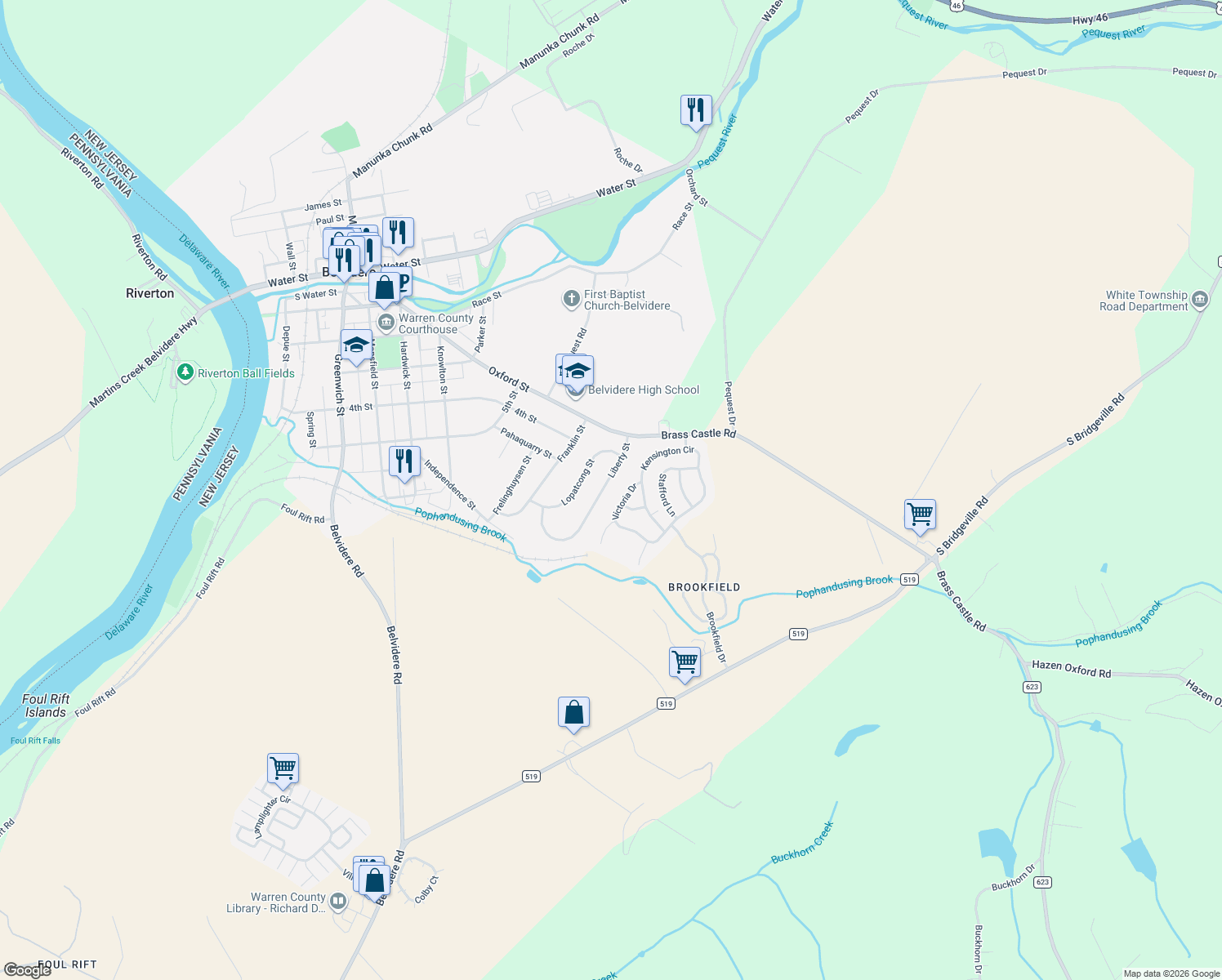 map of restaurants, bars, coffee shops, grocery stores, and more near 916 Liberty St in Belvidere