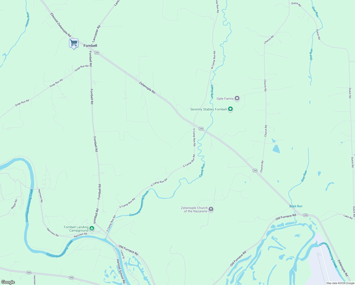 map of restaurants, bars, coffee shops, grocery stores, and more near 138 Peeples Street in Fombell
