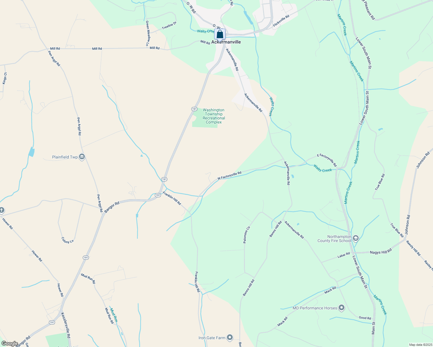 map of restaurants, bars, coffee shops, grocery stores, and more near 255 West Factoryville Road in Bangor