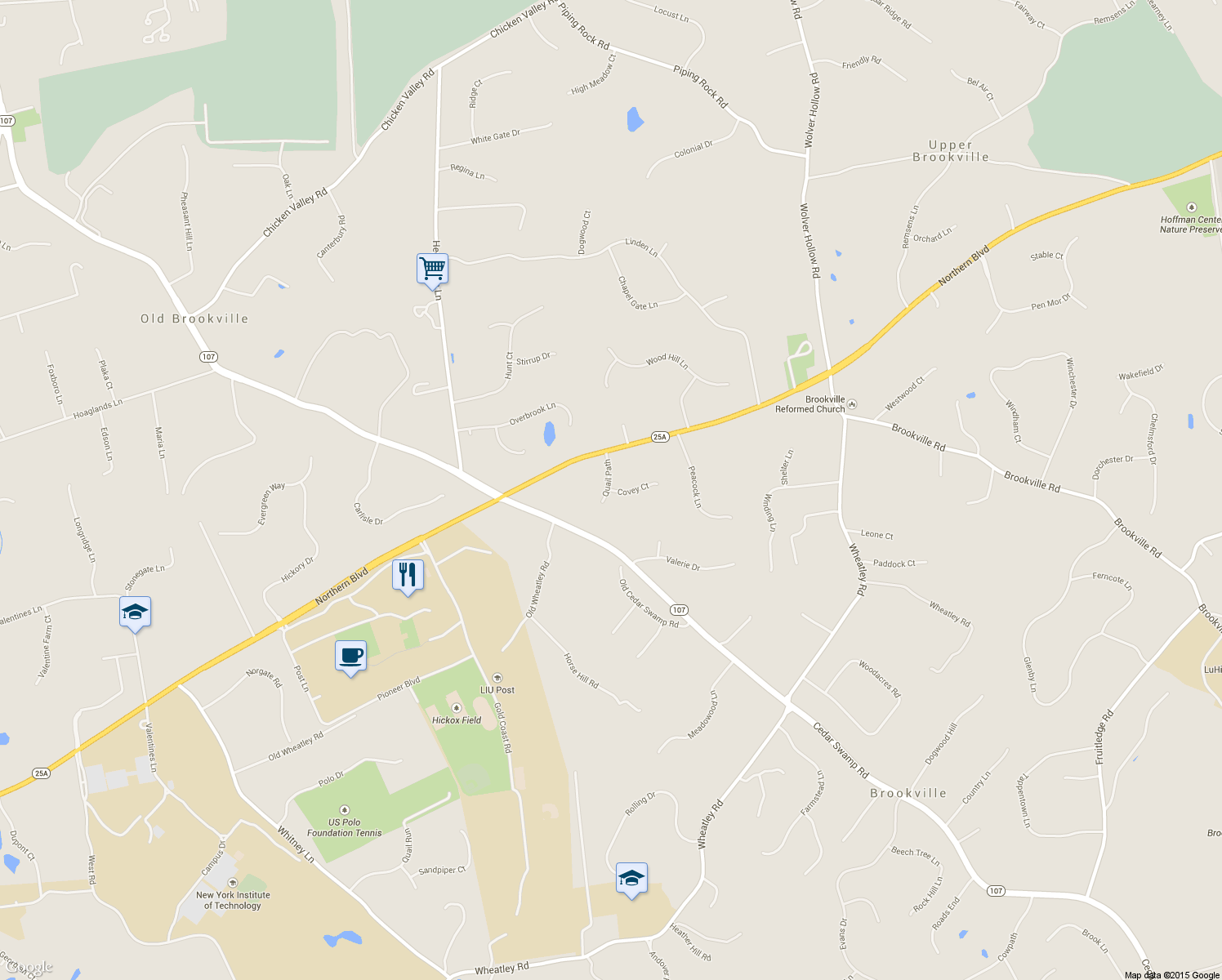 map of restaurants, bars, coffee shops, grocery stores, and more near 7 Covey Ct in Glen Head