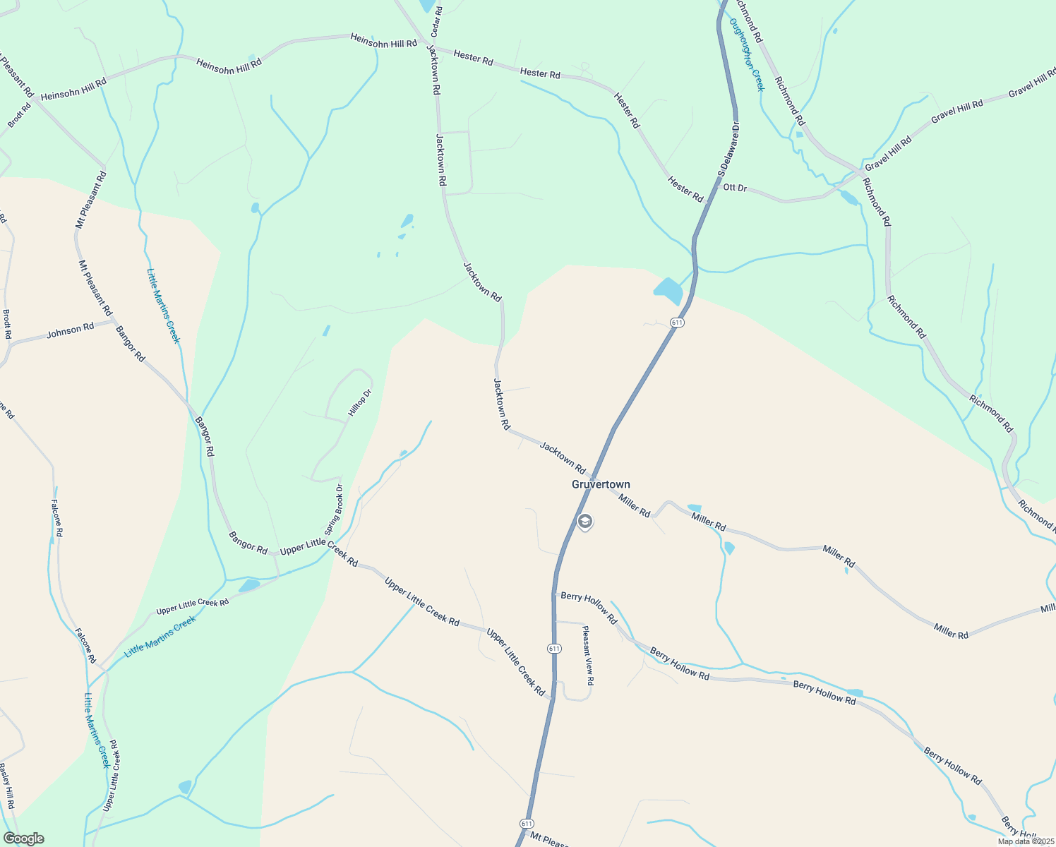 map of restaurants, bars, coffee shops, grocery stores, and more near 9587 Jacktown Road in Bangor