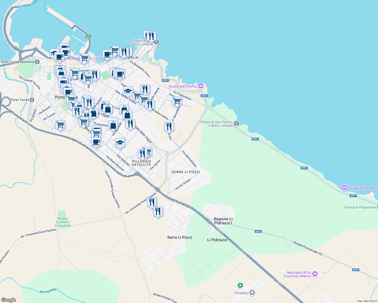 map of restaurants, bars, coffee shops, grocery stores, and more near 1 Via dell'Asfodelo in San Giovanni