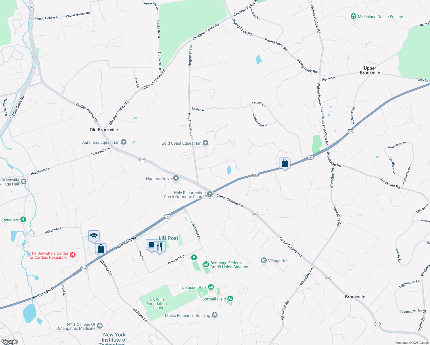 map of restaurants, bars, coffee shops, grocery stores, and more near 8 Charles Way in Glen Head