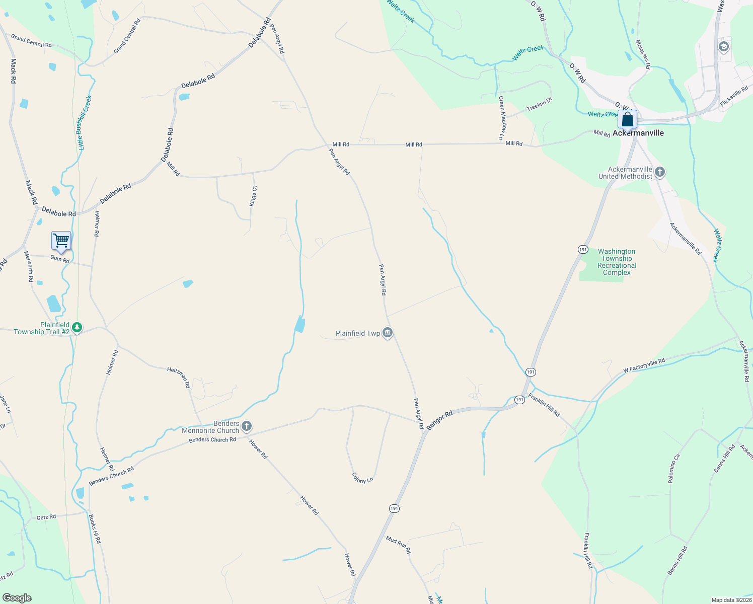 map of restaurants, bars, coffee shops, grocery stores, and more near 1587 Pen Argyl Rd in Pen Argyl