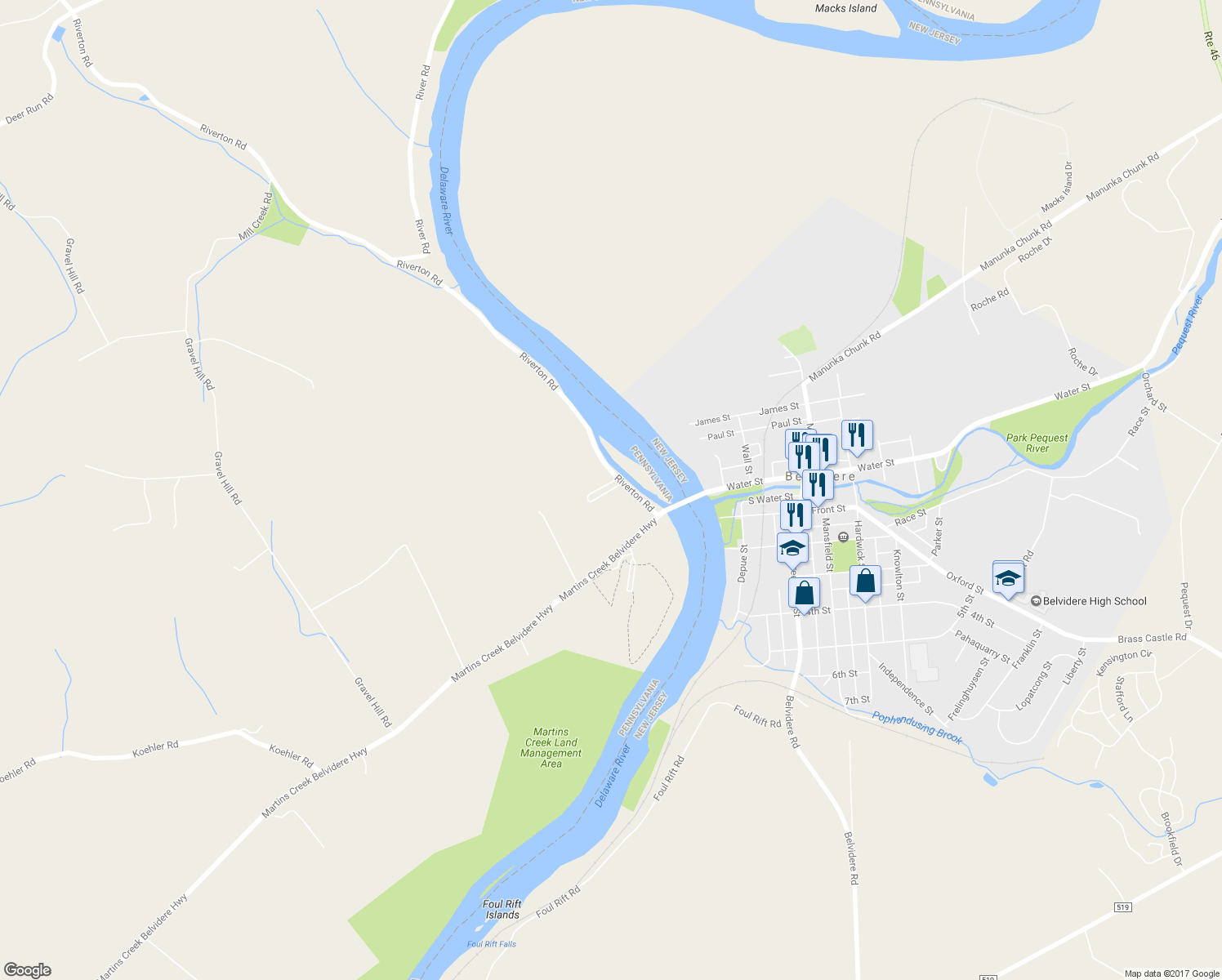 map of restaurants, bars, coffee shops, grocery stores, and more near 9640 Rivers Edge Park in Bangor