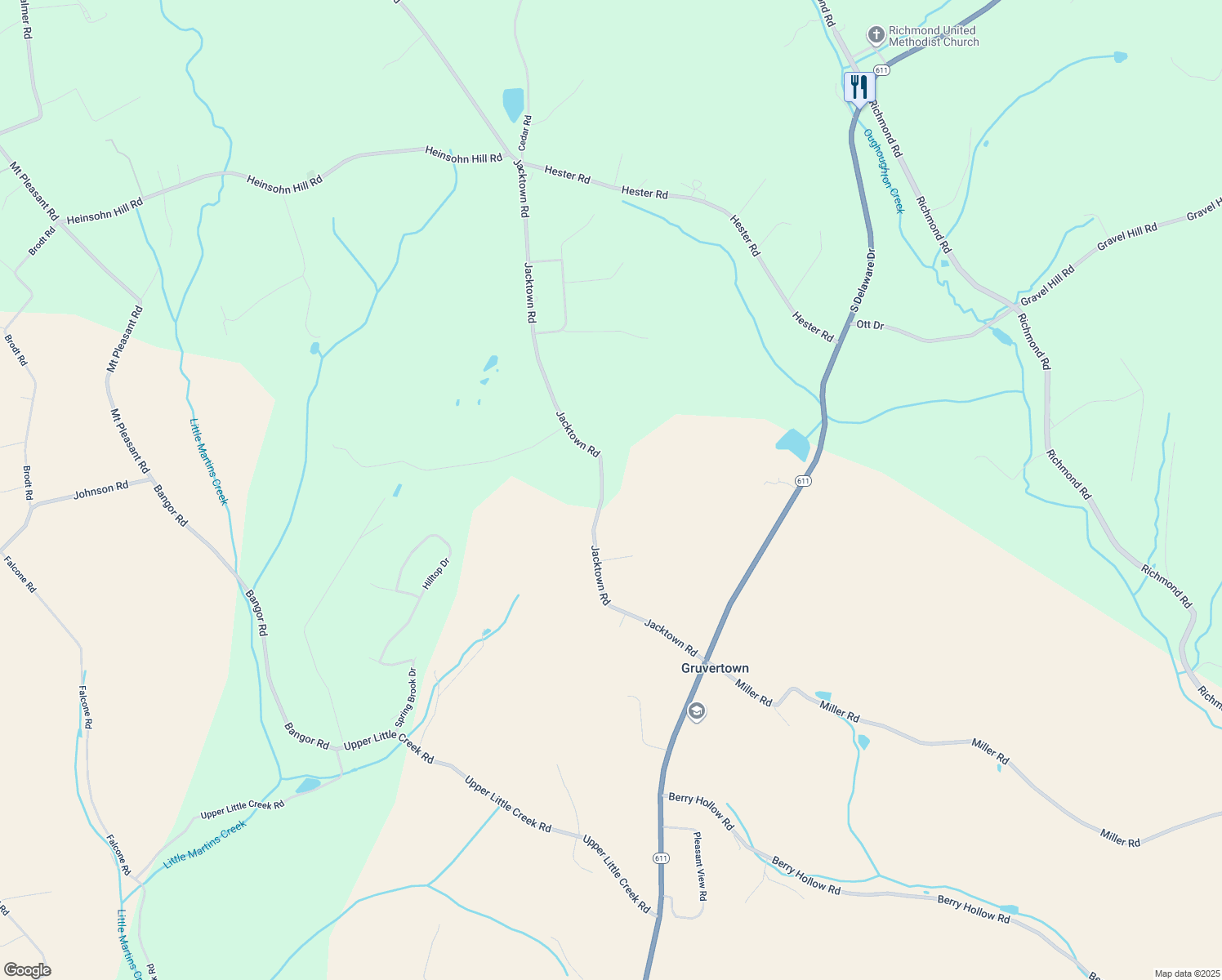 map of restaurants, bars, coffee shops, grocery stores, and more near 9937 Jacktown Road in Bangor