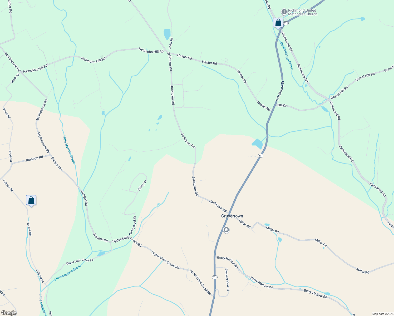 map of restaurants, bars, coffee shops, grocery stores, and more near 9937 Jacktown Road in Bangor