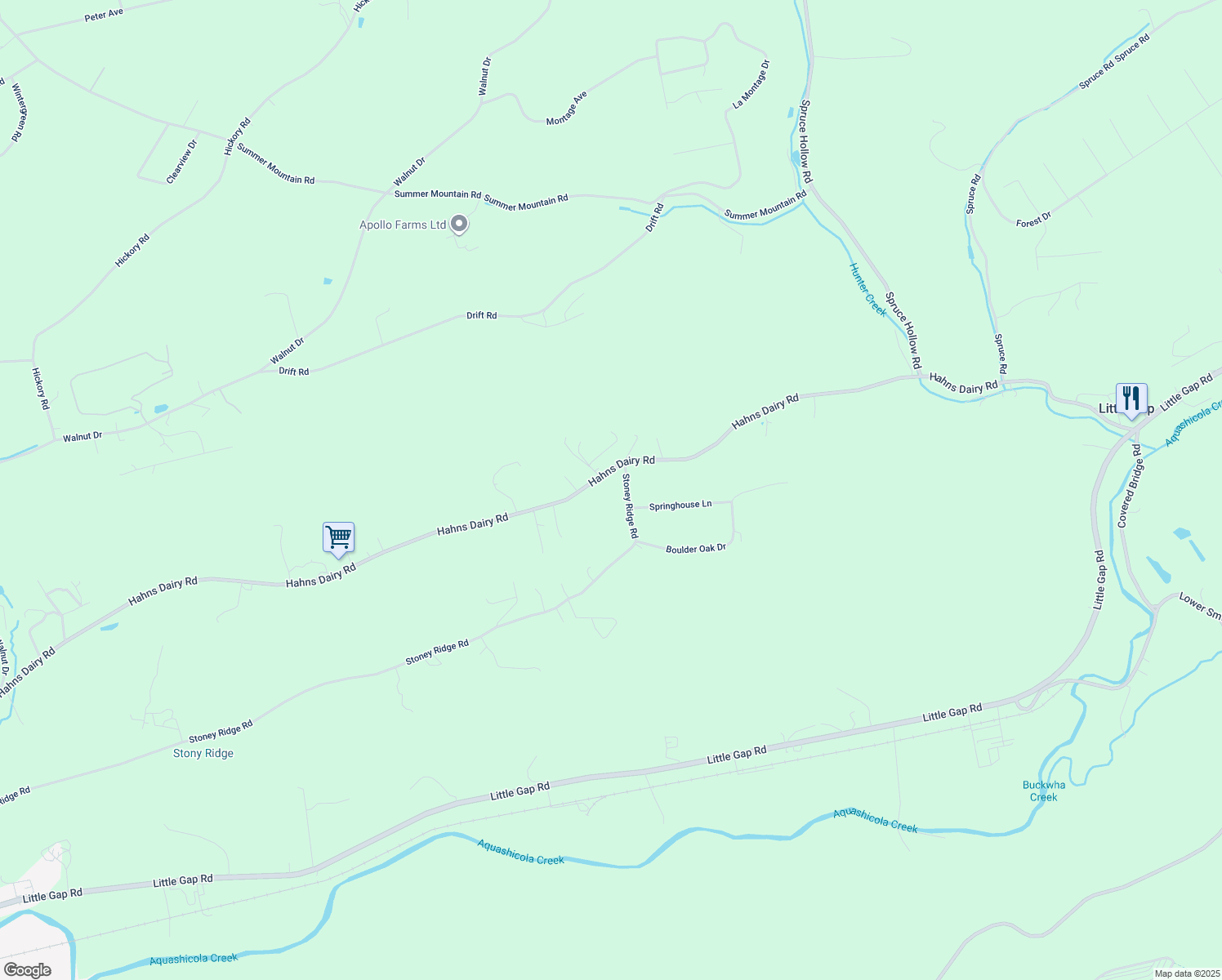 map of restaurants, bars, coffee shops, grocery stores, and more near 2605 Hahns Dairy Road in Palmerton