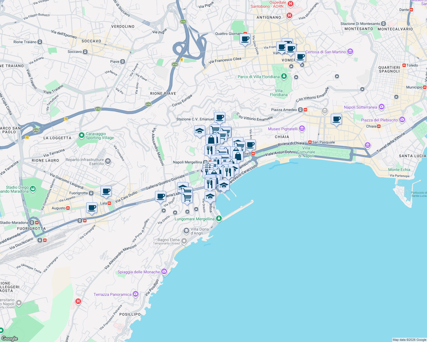 map of restaurants, bars, coffee shops, grocery stores, and more near in Naples