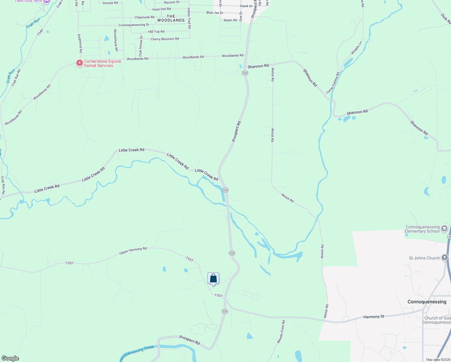 map of restaurants, bars, coffee shops, grocery stores, and more near 899 Prospect Road in Evans City