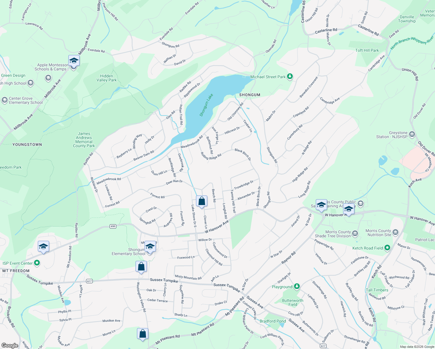 map of restaurants, bars, coffee shops, grocery stores, and more near 19 Longhill Road in Randolph
