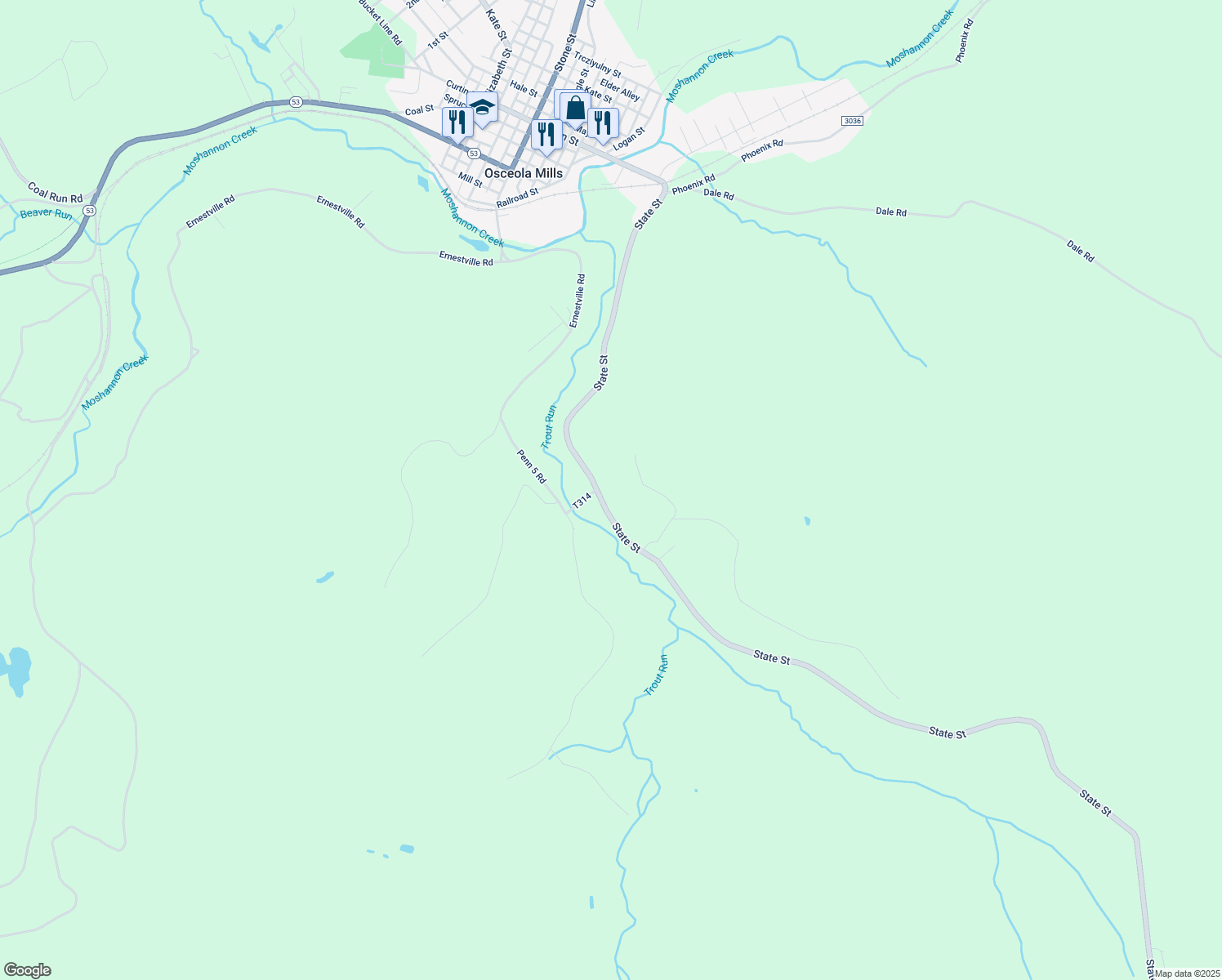 map of restaurants, bars, coffee shops, grocery stores, and more near State Street in Philipsburg