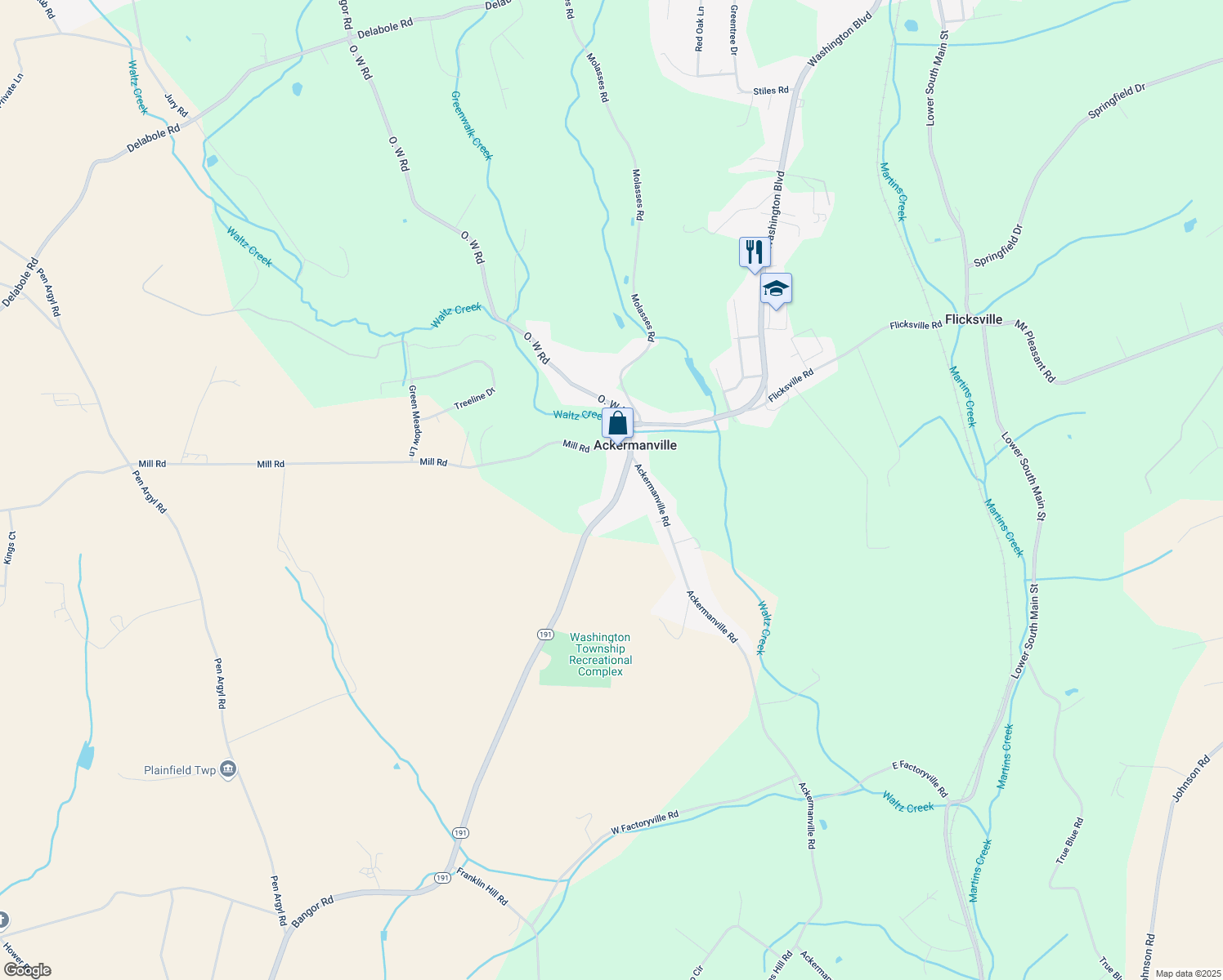 map of restaurants, bars, coffee shops, grocery stores, and more near 806 Washington Boulevard in Bangor