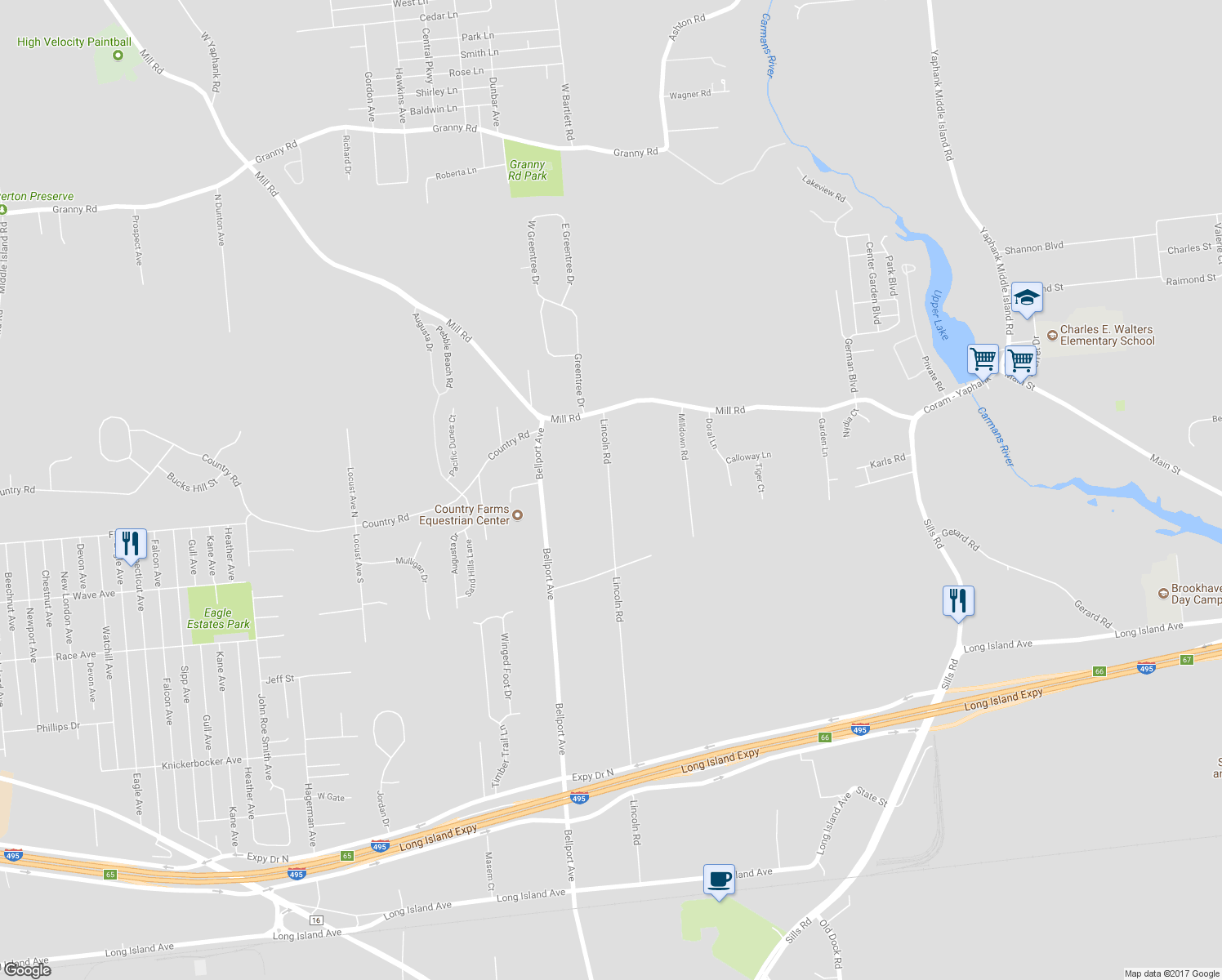 map of restaurants, bars, coffee shops, grocery stores, and more near 131 Lincoln Road in Medford