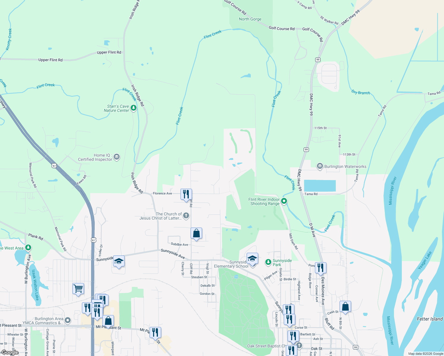 map of restaurants, bars, coffee shops, grocery stores, and more near 3208 Crystal Drive in Burlington
