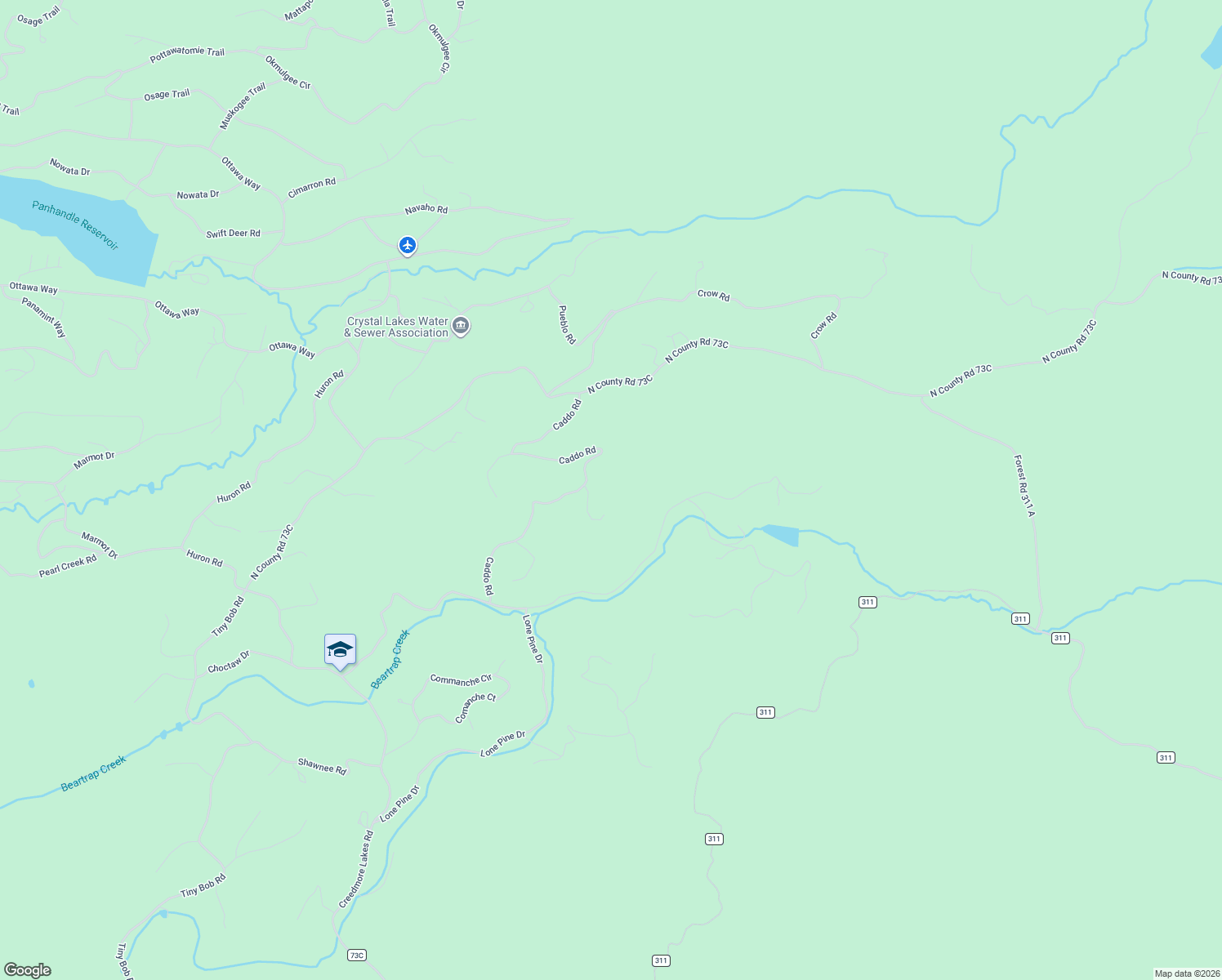 map of restaurants, bars, coffee shops, grocery stores, and more near 568 Caddo Road in Red Feather Lakes