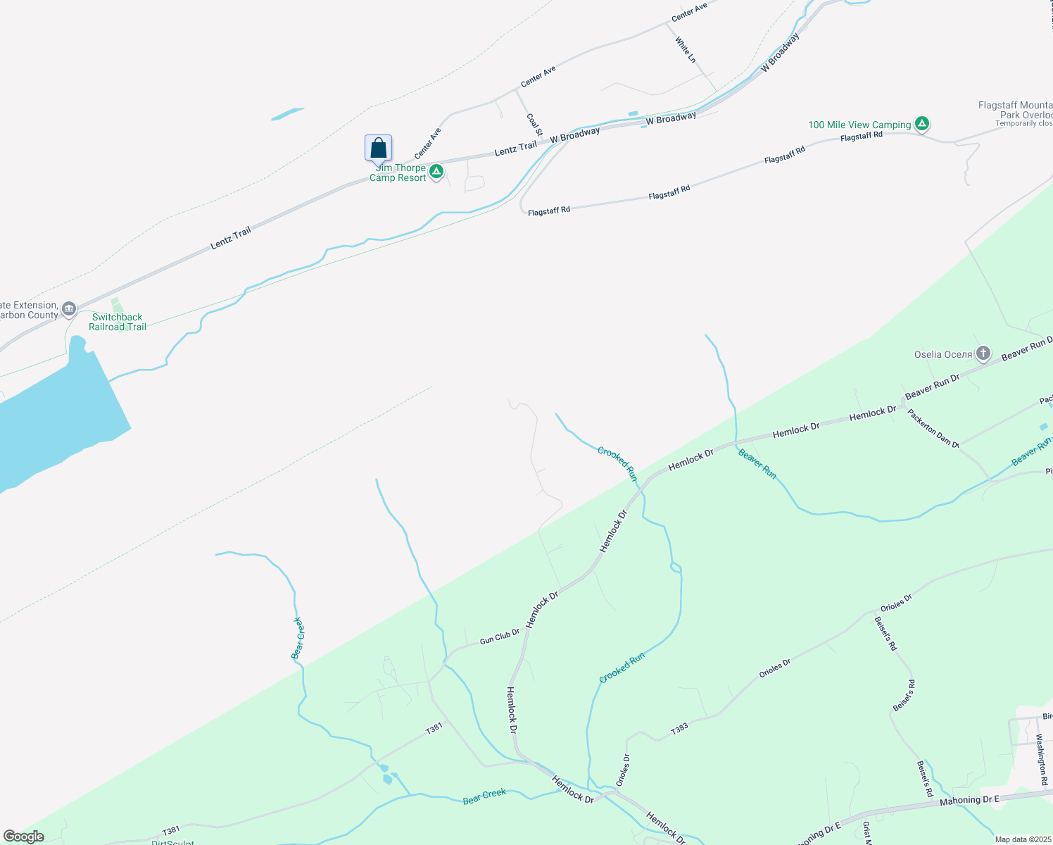 map of restaurants, bars, coffee shops, grocery stores, and more near 573 Highland Hills Road in Lehighton