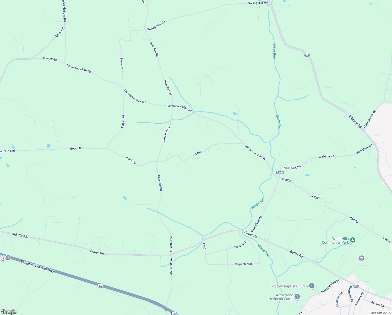 map of restaurants, bars, coffee shops, grocery stores, and more near 185 Bouch Road in Kittanning