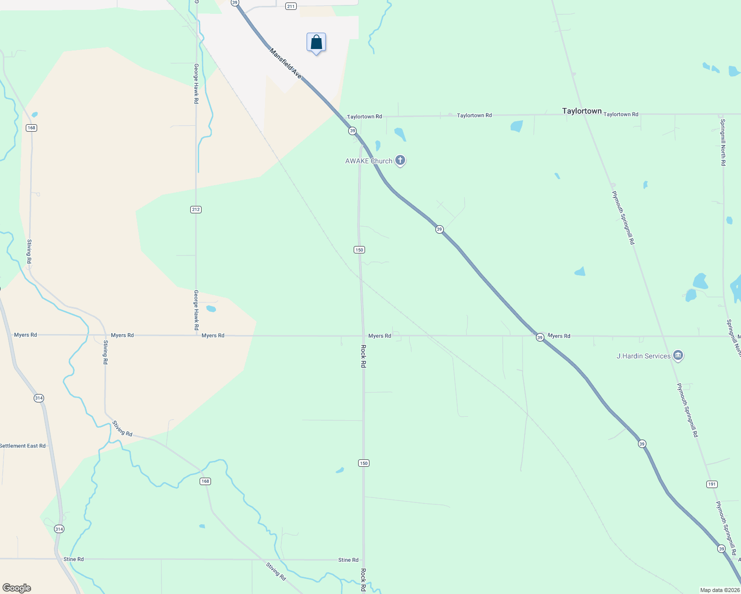 map of restaurants, bars, coffee shops, grocery stores, and more near 3324 Rock Road North in Shelby