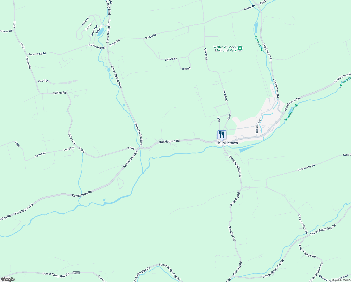 map of restaurants, bars, coffee shops, grocery stores, and more near 444 Kunkletown Road in Kunkletown