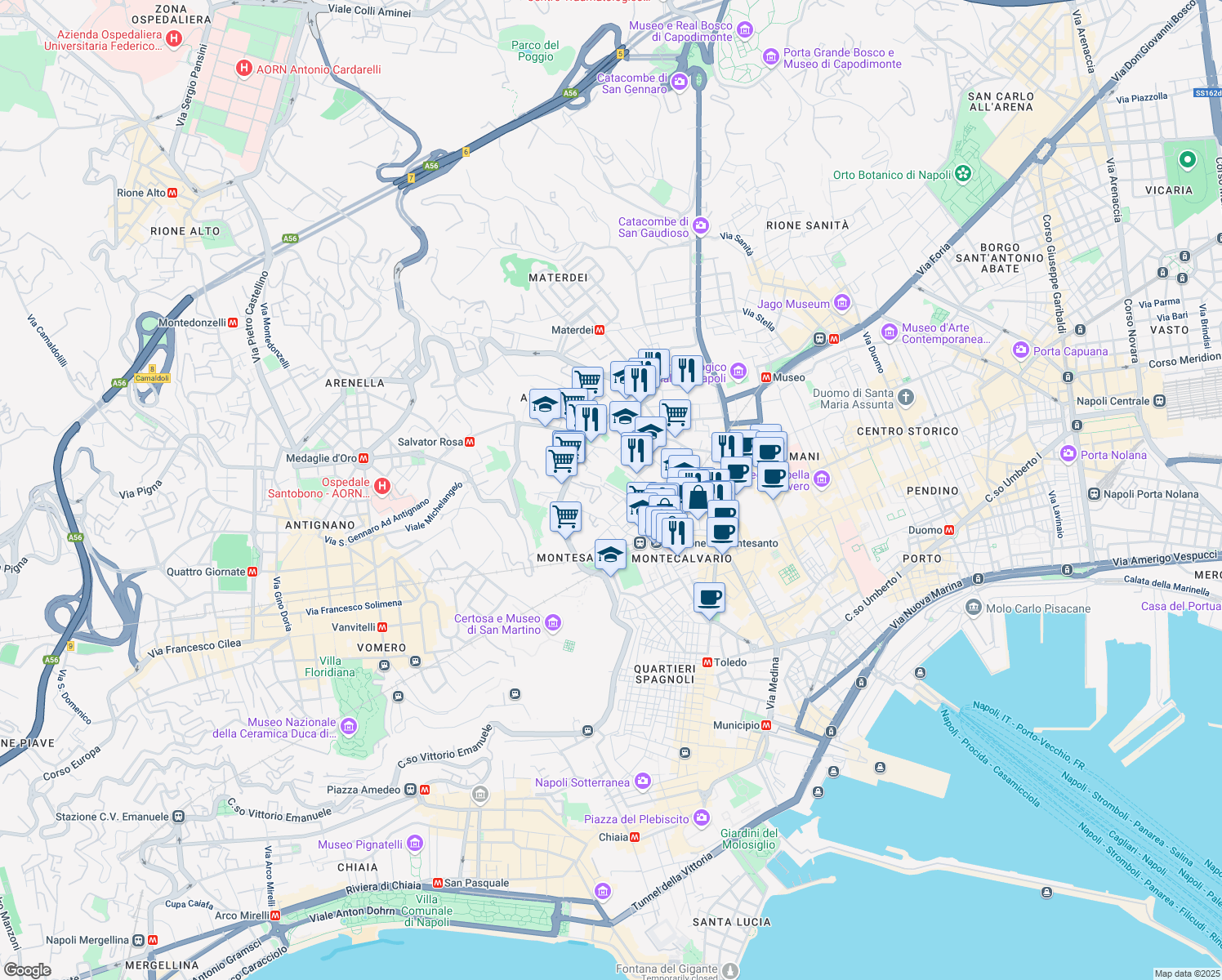 map of restaurants, bars, coffee shops, grocery stores, and more near in Naples