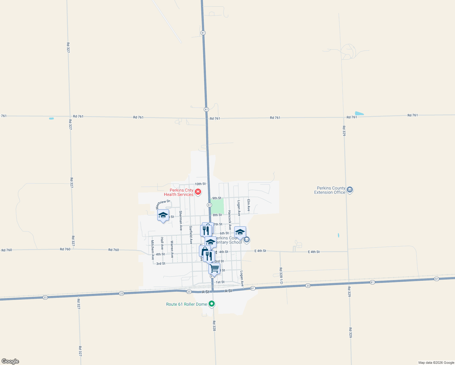 map of restaurants, bars, coffee shops, grocery stores, and more near 999 Hancock Avenue in Grant