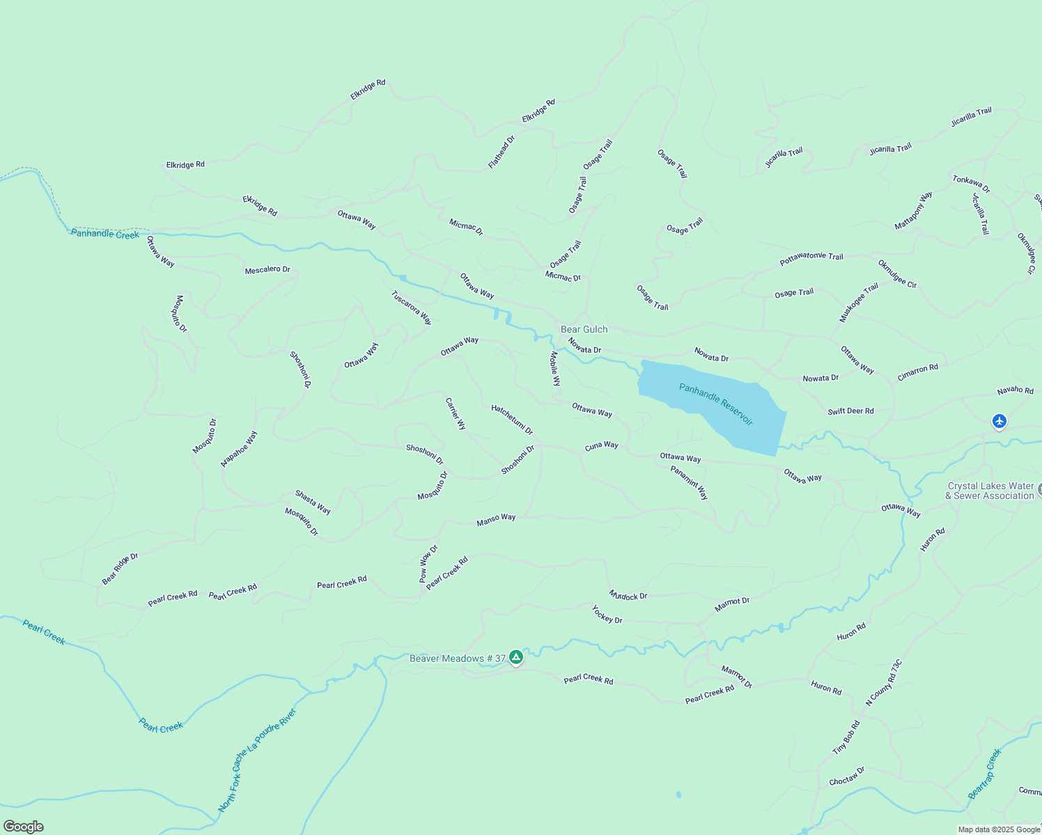 map of restaurants, bars, coffee shops, grocery stores, and more near 1609 Ottawa Way in Red Feather Lakes