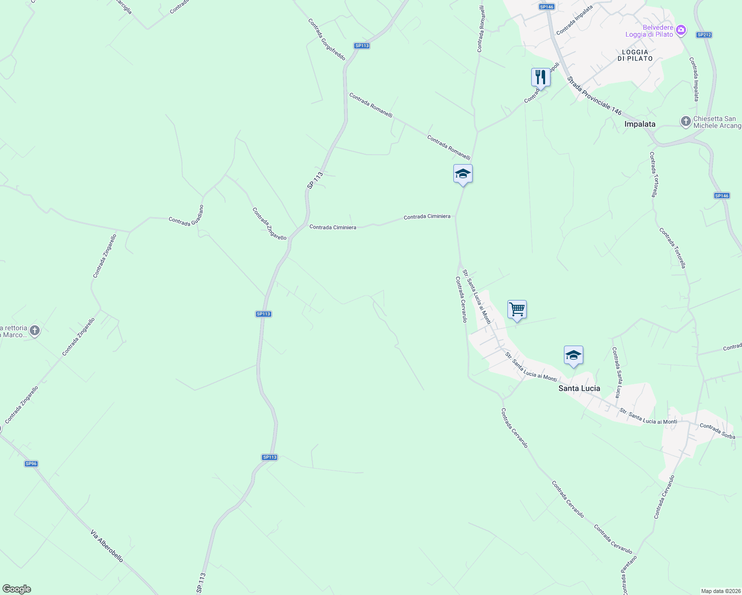 map of restaurants, bars, coffee shops, grocery stores, and more near 67 Contrada Ciminiera in Città Metropolitana di Bari