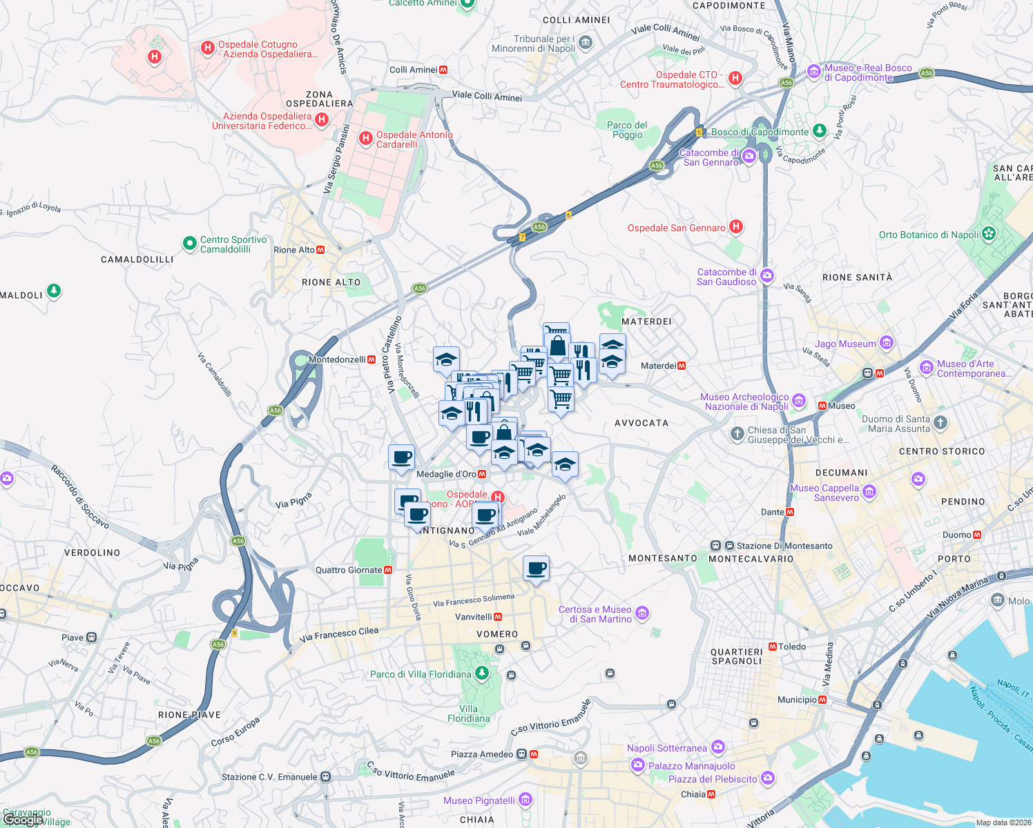 map of restaurants, bars, coffee shops, grocery stores, and more near 4 Traversa Privata Pola in Naples
