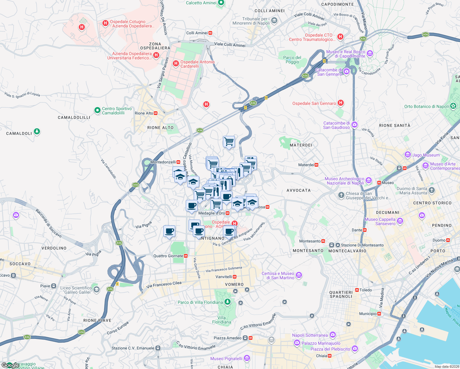 map of restaurants, bars, coffee shops, grocery stores, and more near in Naples